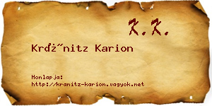Kránitz Karion névjegykártya